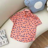 Áo sơ mi cộc tay bé trai LIZARD sơ mi ngắn tay bé trai 4SP23T121