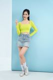 Áo thun cổ vuông LIZARD dài tay crop top nữ 2SS23T022