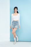 Áo thun cổ vuông LIZARD dài tay crop top nữ 2SS23T022