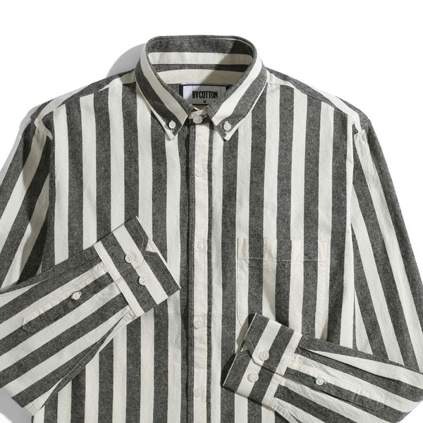 DARK GREY CREAM STRIPES OXFORD SHIRT