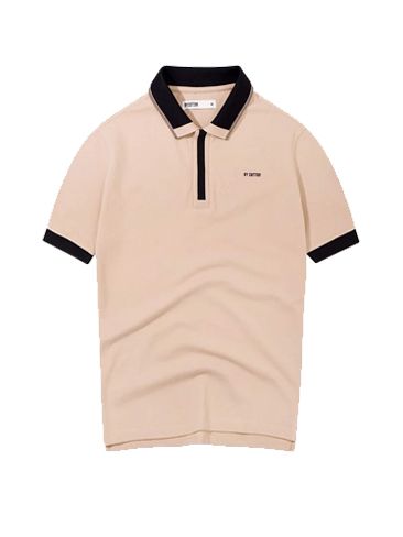 COFFEE MILK POLO WITH BLACK COLLAR