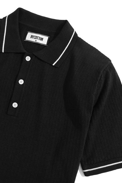 BLACK KNIT POLO