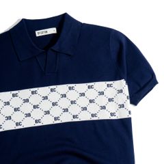 ÁO THUN POLO DỆT KIM XANH ĐEN MONOGRAM