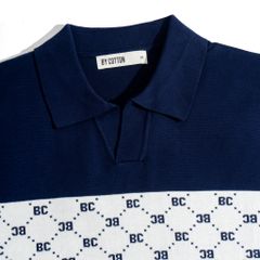 ÁO THUN POLO DỆT KIM XANH ĐEN MONOGRAM