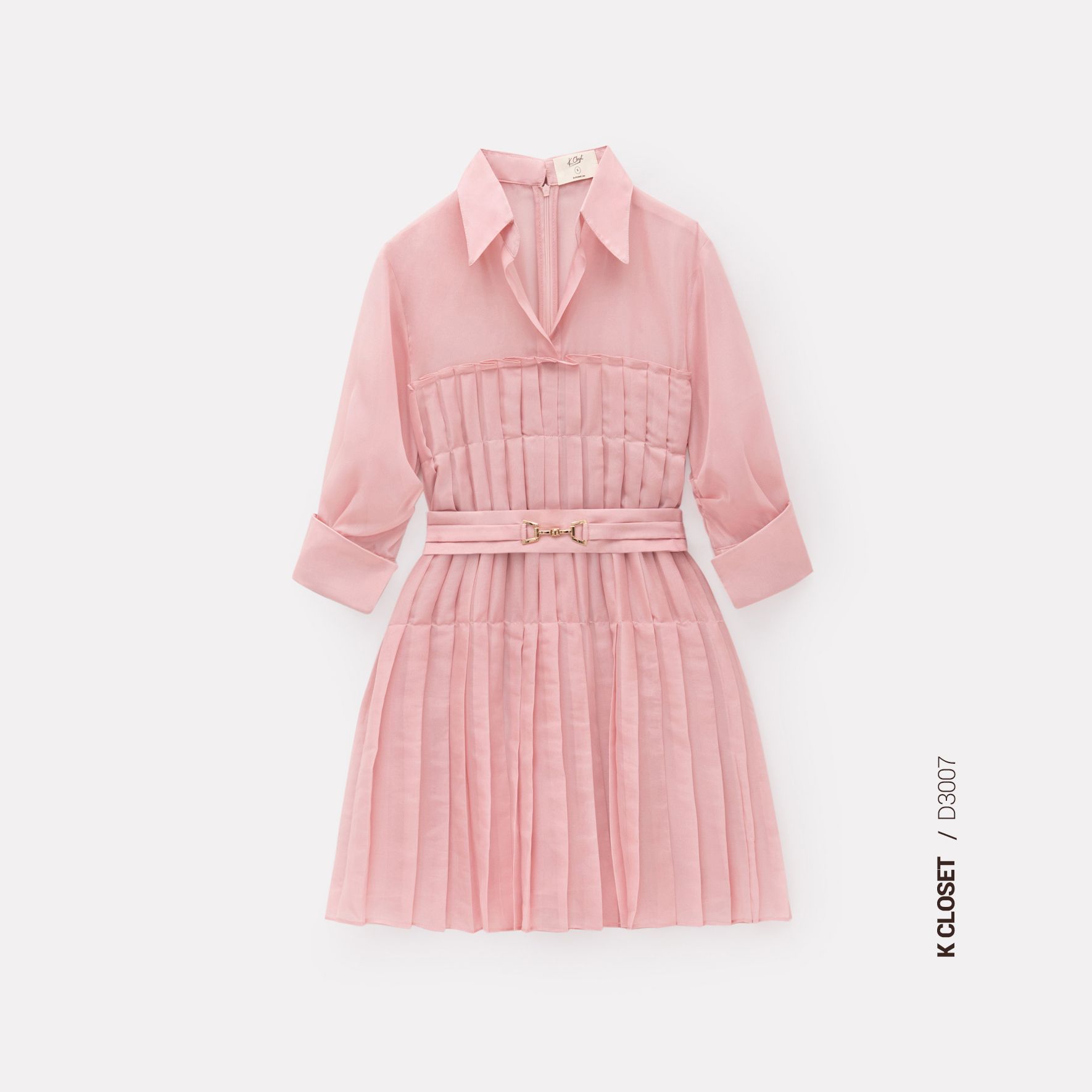 SHEER SILK PLEATED SEA DRESS - ĐẦM TAY LỠ XẾP LY K CLOSET D3007