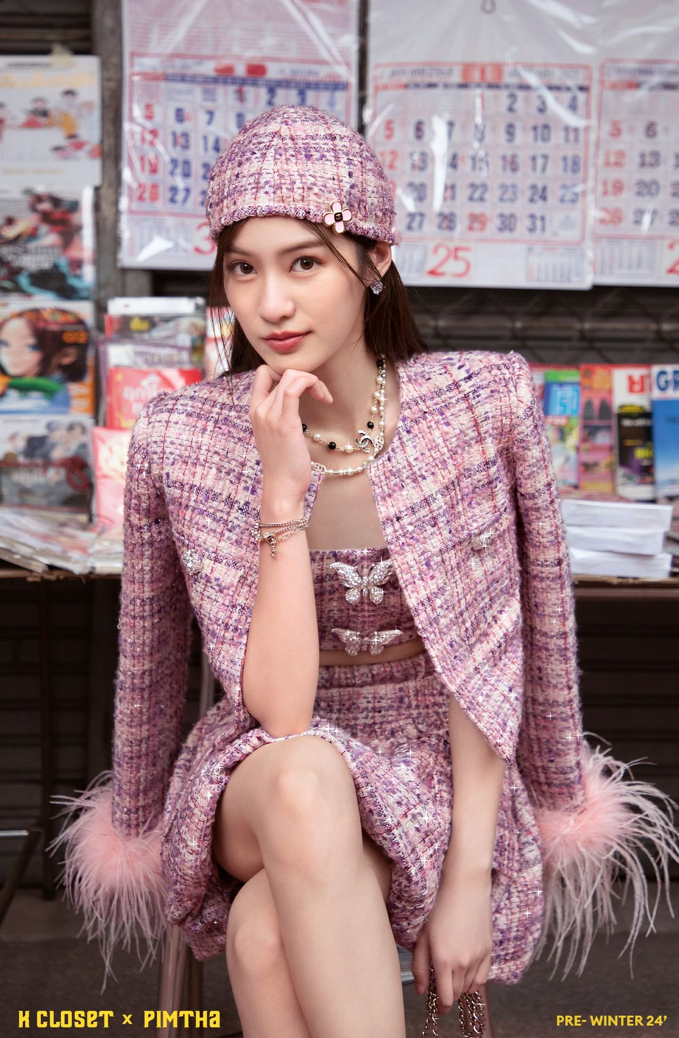 SET ÁO CROPTOP CỔ VUÔNG CHARM BƯỚM + CHÂN VÁY TWEED DÁNG BÍ K CLOSET A2021V2021