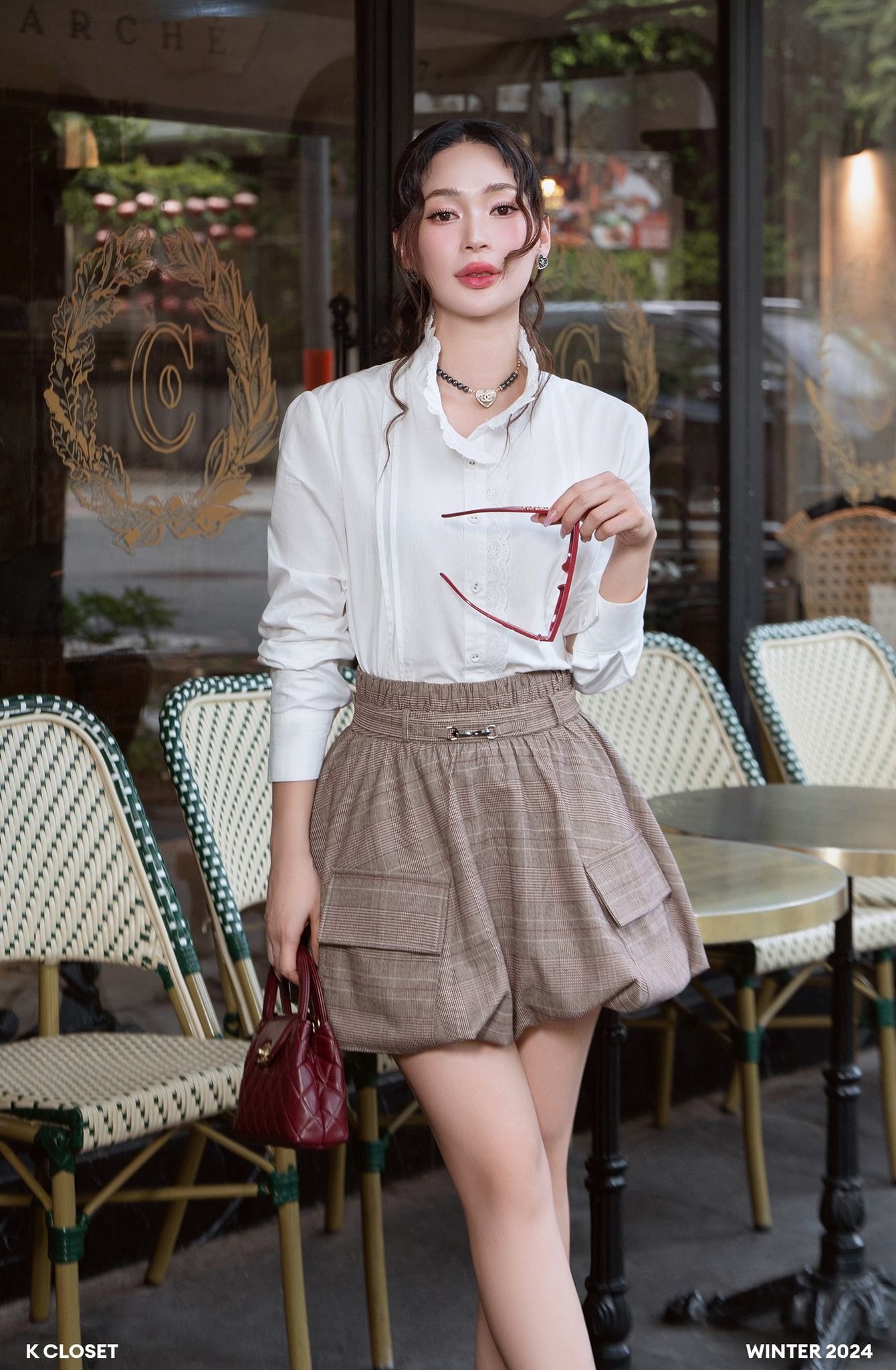 ÁO SƠ MI TAY DÀI CỔ BÈO K CLOSET A3014
