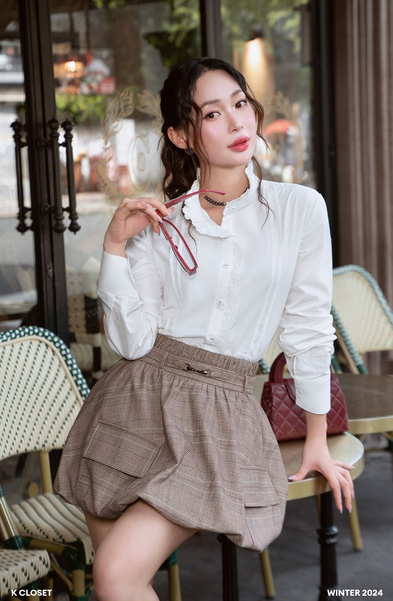 ÁO SƠ MI TAY DÀI CỔ BÈO K CLOSET A3014