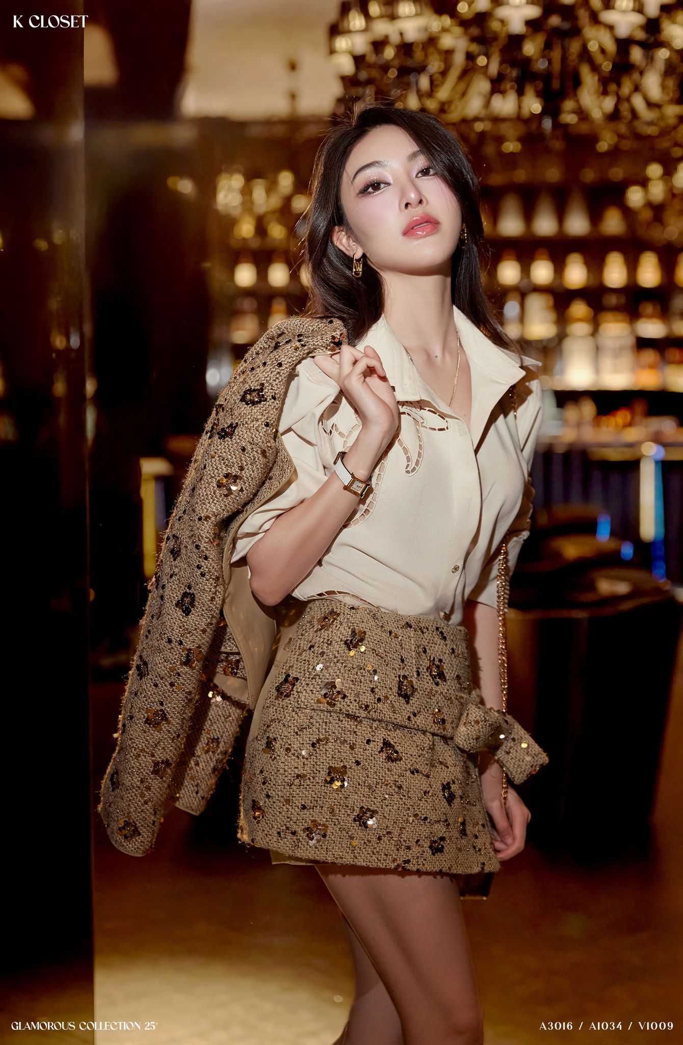 ÁO KHOÁC TWEED KIM SA TÚI NẮP K CLOSET A1034