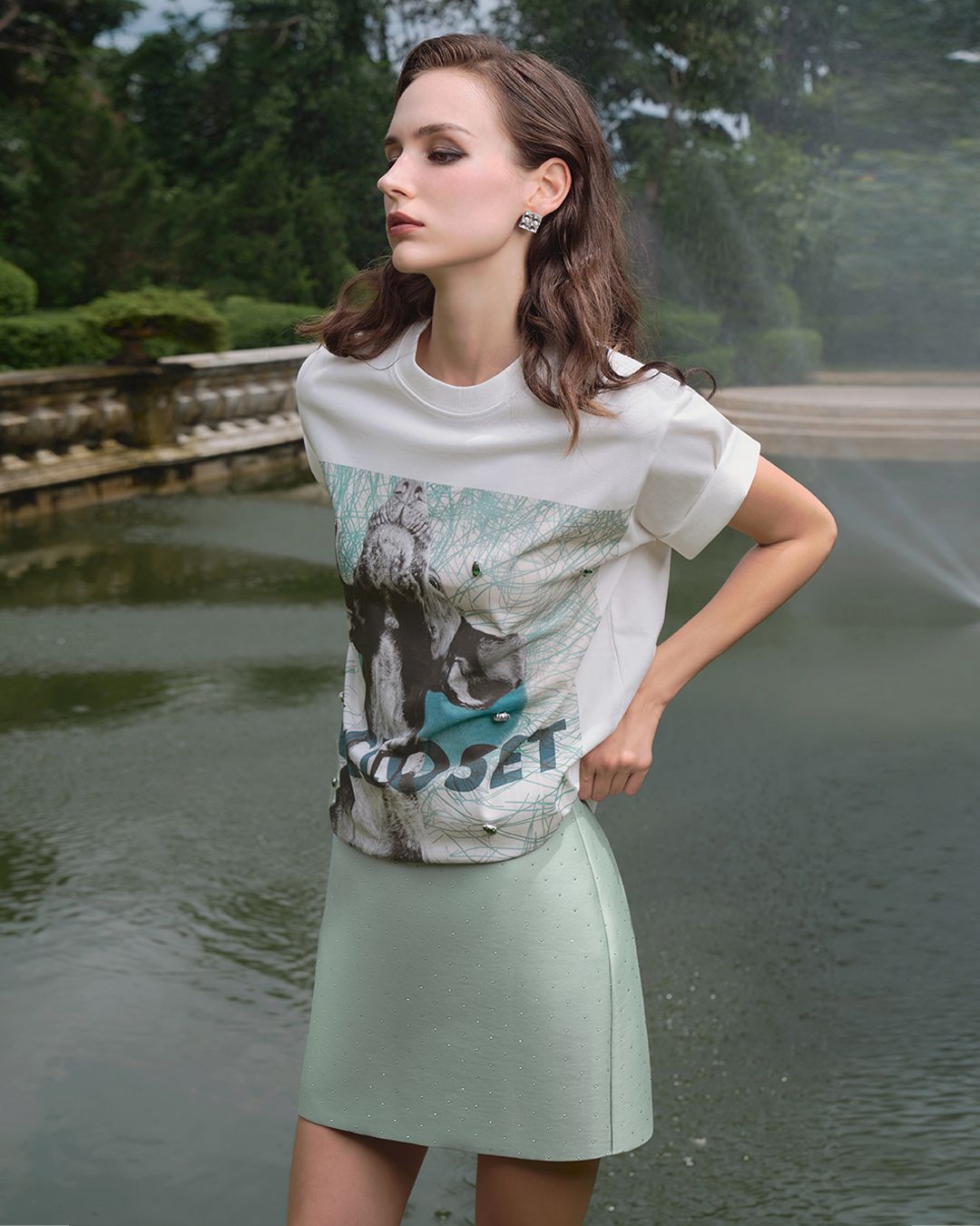 CHÂN VÁY NGẮN ĐÍNH ĐÁ K CLOSET V2006