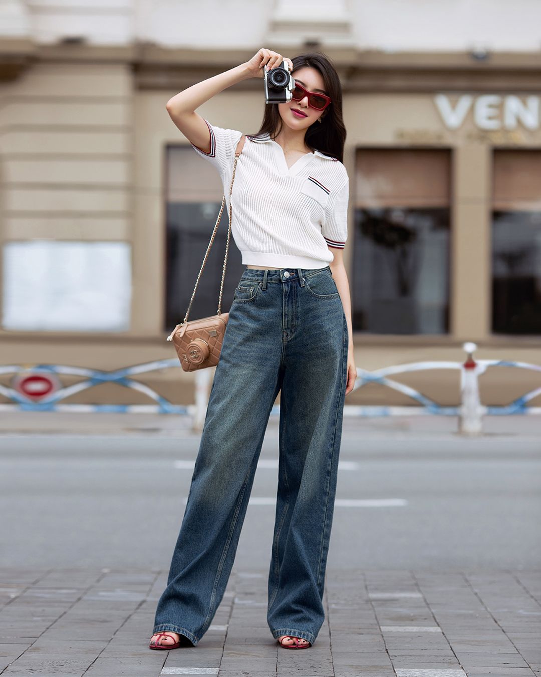 ÁO LEN CỔ BẺ 3 SỌC K CLOSET A2010