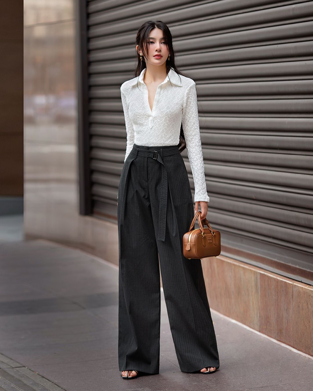 ÁO REN TAY DÀI CỔ POLO K CLOSET A3008