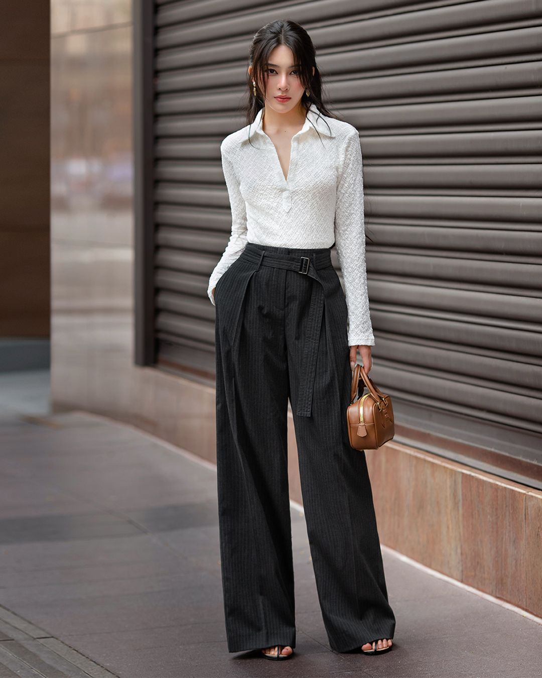 ÁO REN TAY DÀI CỔ POLO K CLOSET A3008