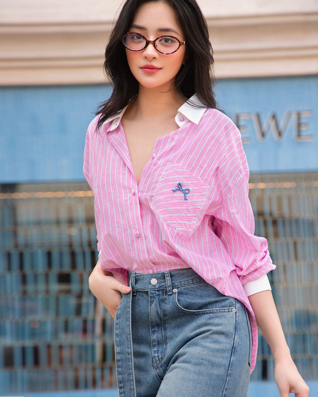 ÁO SƠ MI TAY DÀI TÚI THÊU NƠ K CLOSET A3009