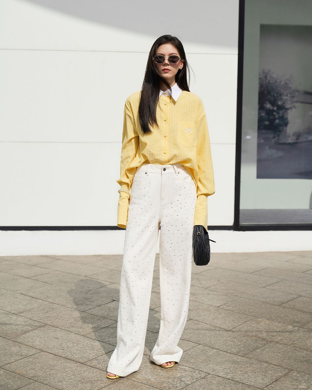 ÁO SƠ MI TAY DÀI TÚI THÊU NƠ K CLOSET A3009