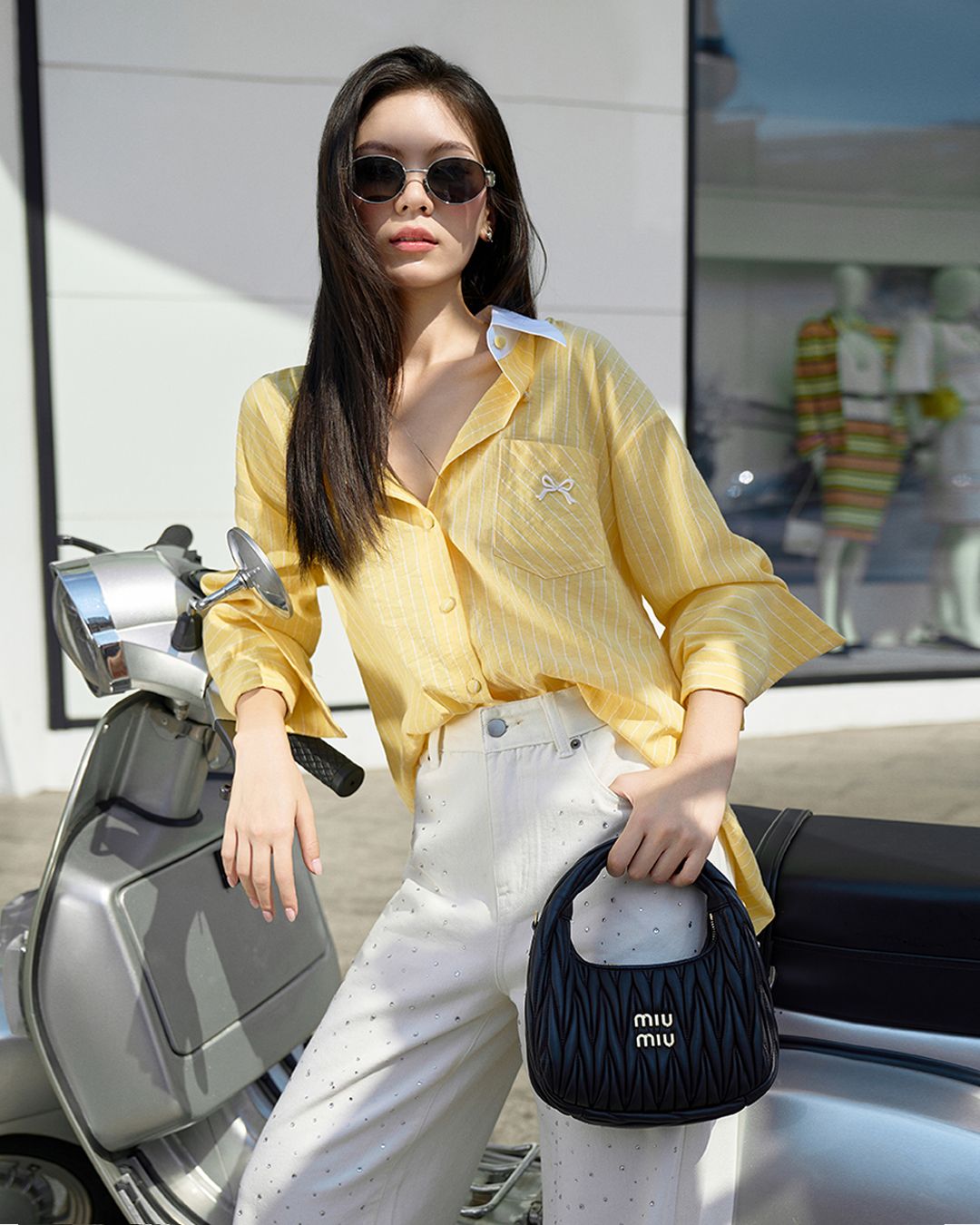 ÁO SƠ MI TAY DÀI TÚI THÊU NƠ K CLOSET A3009