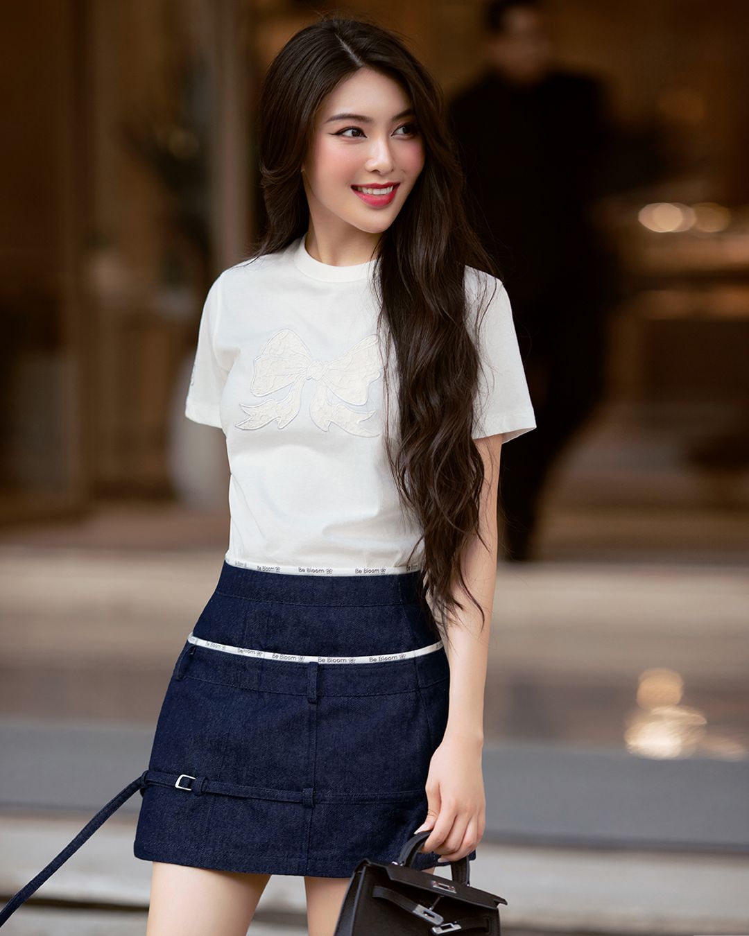 ÁO THUN TAY NGẮN NƠ REN K CLOSET A4005