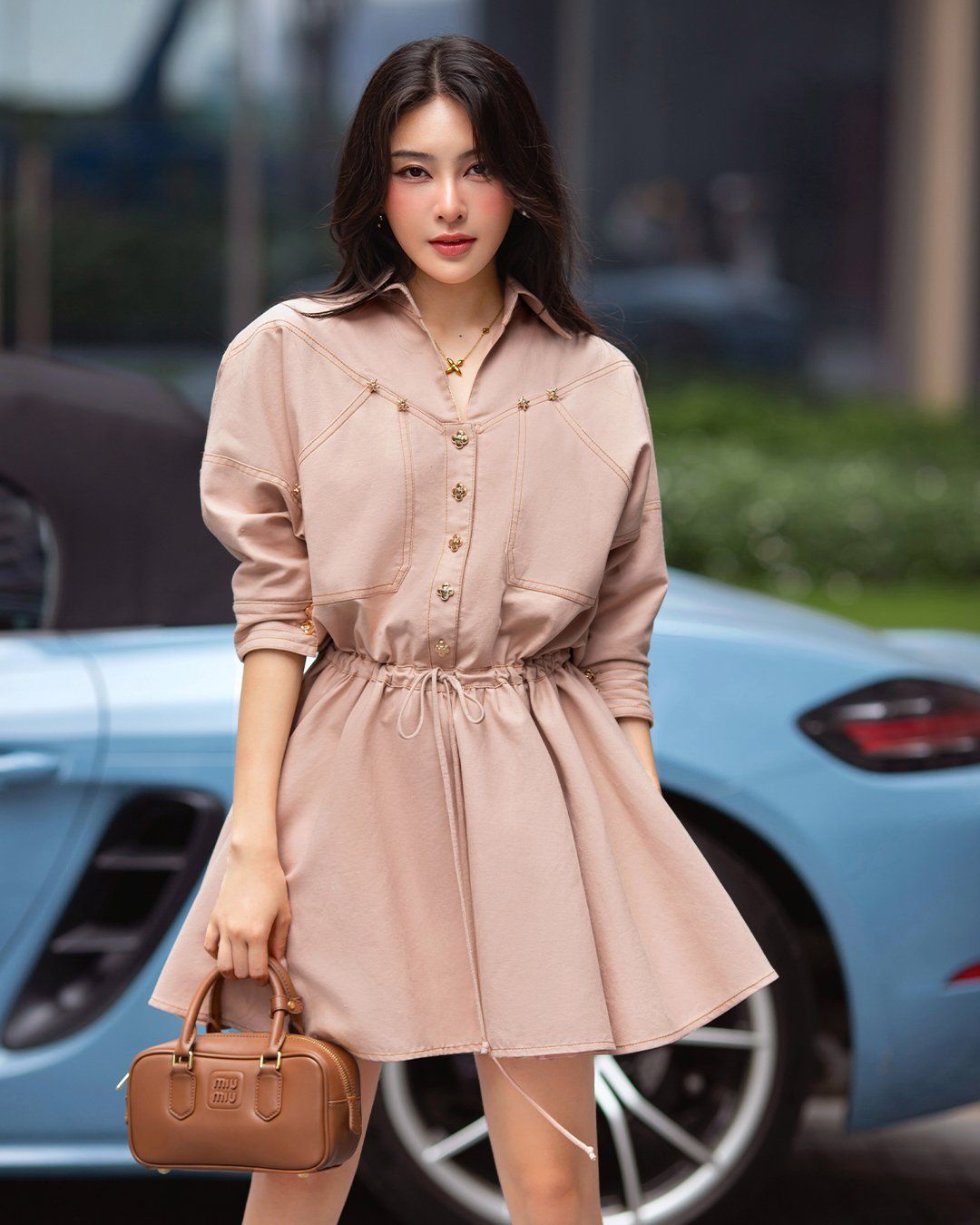 ĐẦM MINI DÁNG XÒE RÚT EO K CLOSET D2010