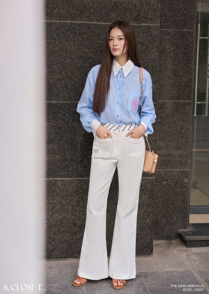 QUẦN JEAN PHỐI LƯNG SỌC K CLOSET Q1011
