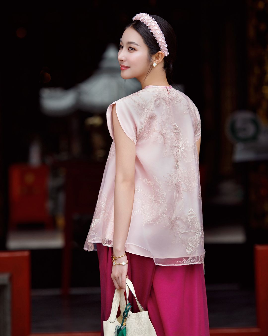 SET ÁO DÁNG A NÚT HOA - QUẦN DÀI ỐNG RỘNG K CLOSET S2031