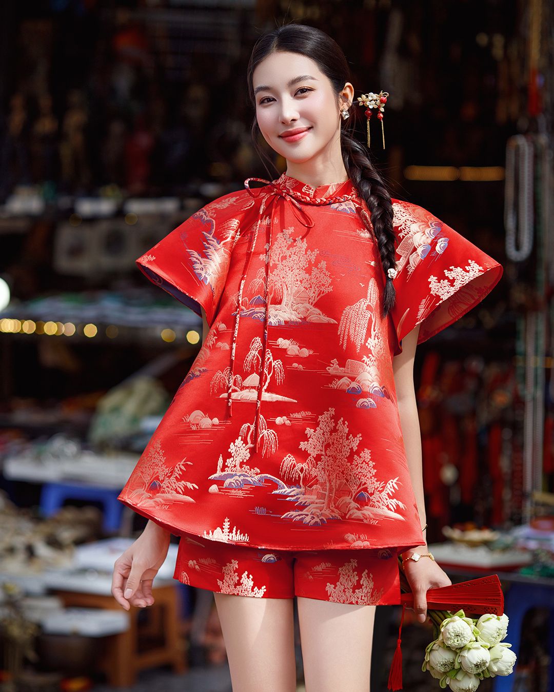 SET ÁO GẤM TAY NGẮN LOE - QUẦN SHORT K CLOSET S2026