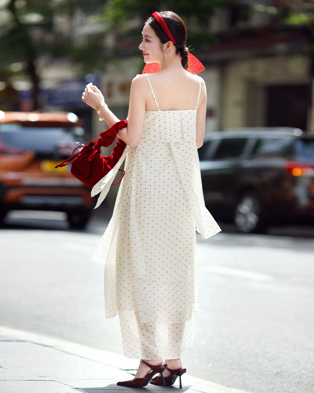 ĐẦM HAI DÂY CHẤM BI TRÁI TIM K CLOSET D1026