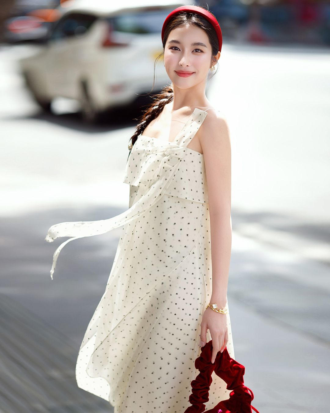 ĐẦM HAI DÂY CHẤM BI TRÁI TIM K CLOSET D1026