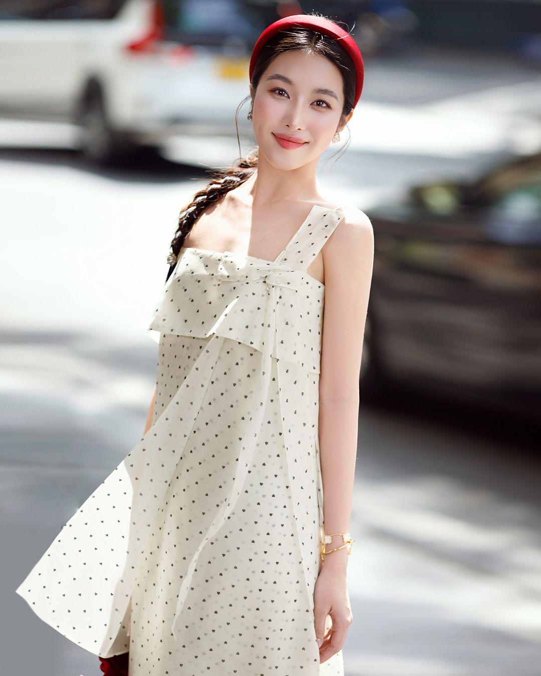 ĐẦM HAI DÂY CHẤM BI TRÁI TIM K CLOSET D1026