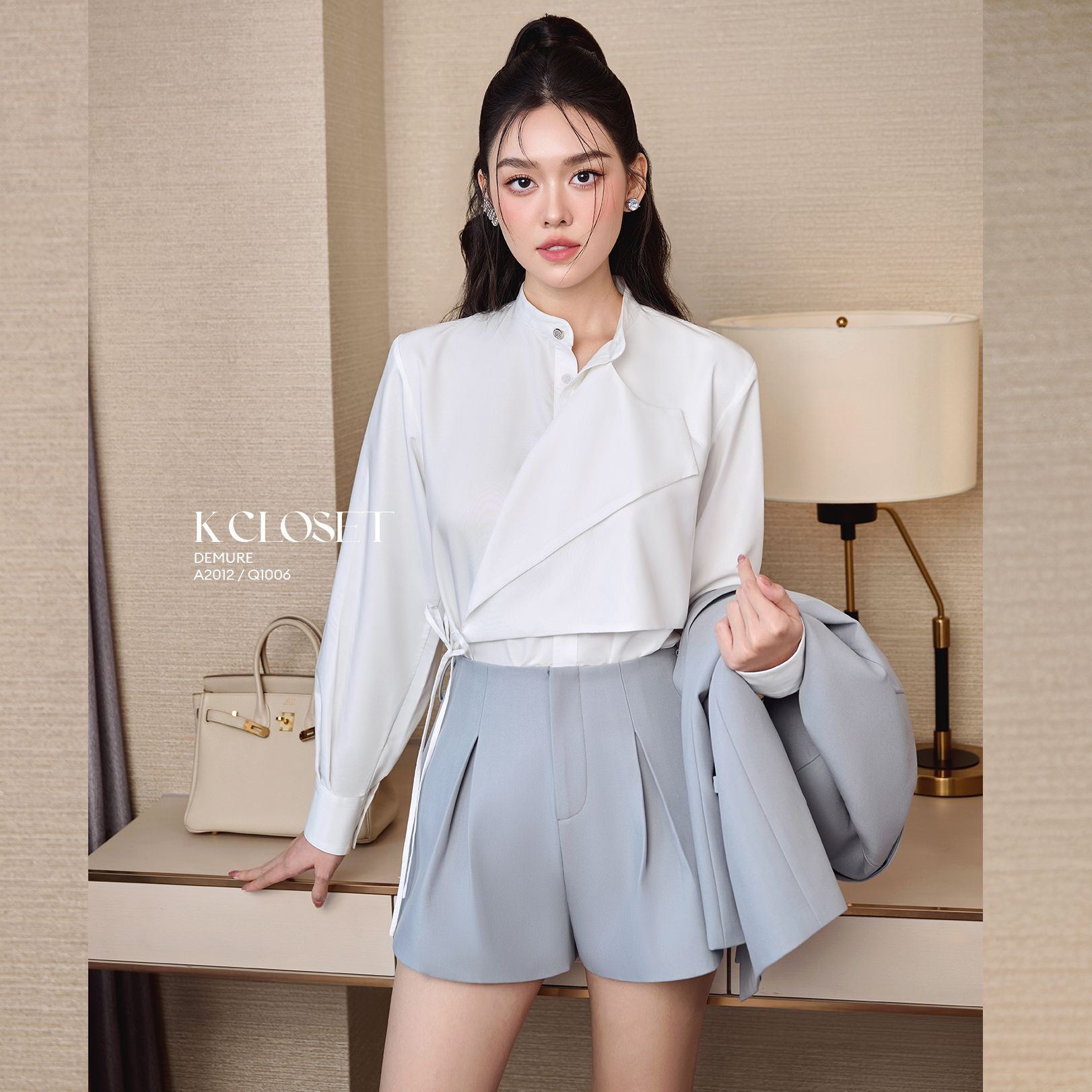 QUẦN SHORT LƯNG CAO XẾP LY GIỮA K CLOSET Q1006
