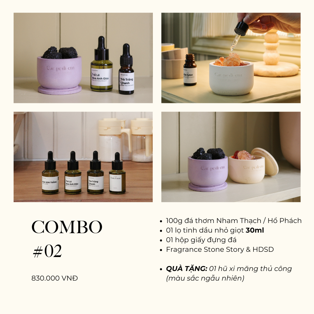 Combo #2 – Đá thơm khuếch hương & tinh dầu nhỏ giọt 30ml