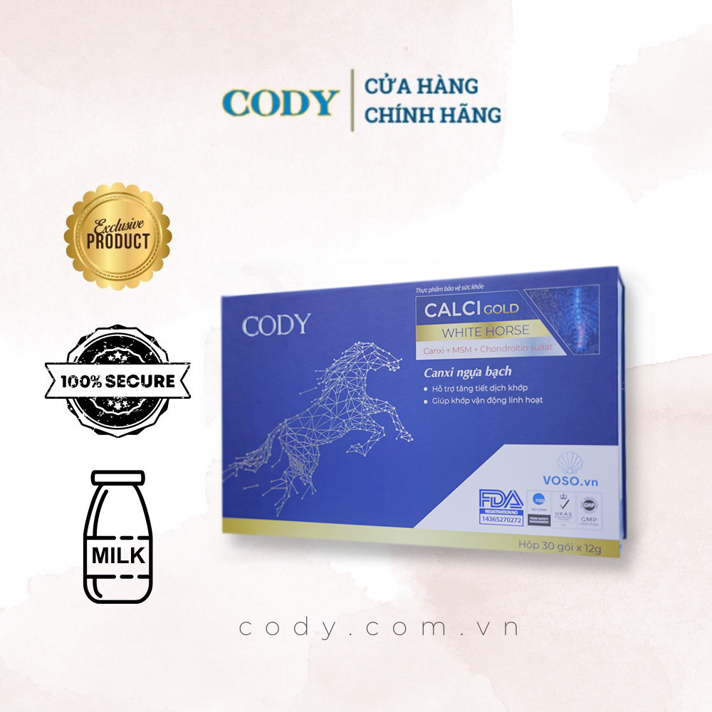 Canxi Ngựa bạch CODY - Canxi GOLD ngừa loãng xương hộp 360g