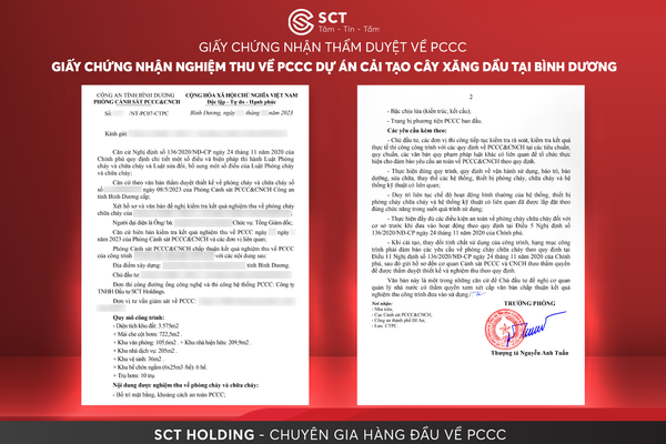  HOÀN TẤT NGHIỆM THU PCCC CÂY XĂNG TẠI BÌNH DƯƠNG | SCT HOLDING 