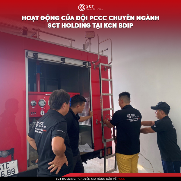  ĐỘI PCCC CỦA SCT HOLDING TỔ CHỨC ÔN LUYỆN NGHIỆP VỤ BUỘC DÂY CỨU NẠN CỨU HỘ 