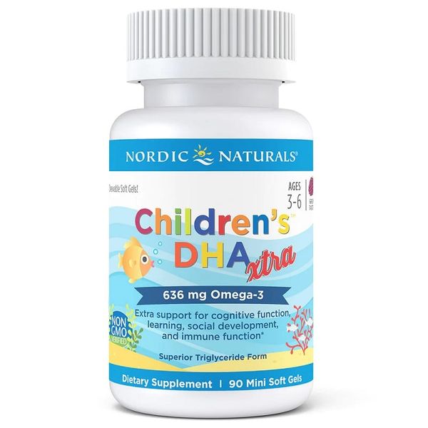Nordic Naturals Children’s DHA Xtra 646mg Omega-3 Strawberry 90 Mini Chewable Soft Gels for Kids