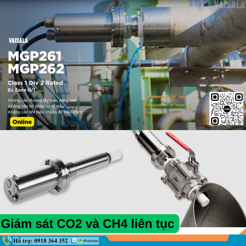 MGP261 Đầu dò khí CH4, CO2 và hơi ẩm liên tục Vaisala Vietnam