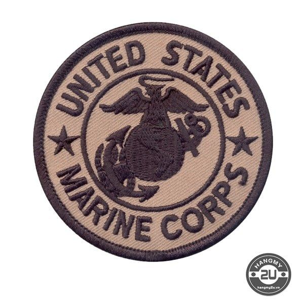 Phù Hiệu US Marine Tròn 8cm Vàng Nâu
