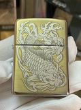  Hộp quẹt Zippo Armor Cao Cấp Cá Chép - Hoa Sen Khắc Full 2 Mặt 