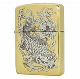  Hộp quẹt Zippo Armor Cao Cấp Cá Chép - Hoa Sen Khắc Full 2 Mặt 