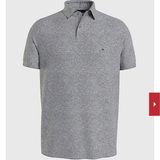  Áo Thun Tommy Hilfiger, Cổ Polo, Regular Fit, Xám Đậm, Logo Nhỏ Trước Ngực 