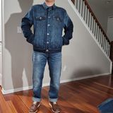  Áo Khoác Jeans True Religion Denim Trucker Jacket Máu Xanh Đậm Medium Wash 
