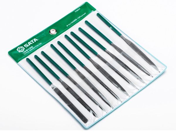 Bộ giũa kim loại cán bọc nhựa 4x160mm 10 chi tiết SATA 03802