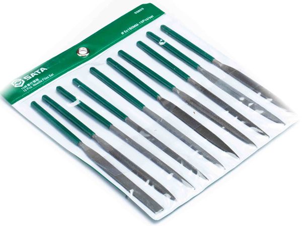 Bộ giũa kim loại cán bọc nhựa 5x180mm 10 chi tiết SATA 03803