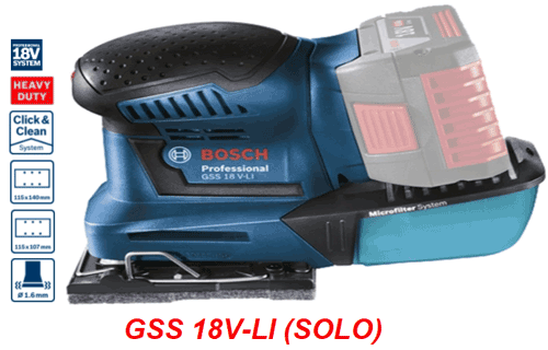 Máy chà nhám vuông dùng pin Bosch GSS 18V-LI (Solo)