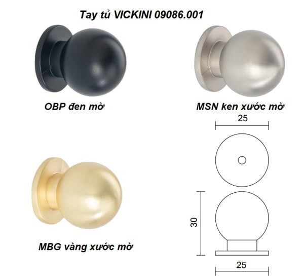 Tay tủ VICKINI 09086.001 OBP đen mờ