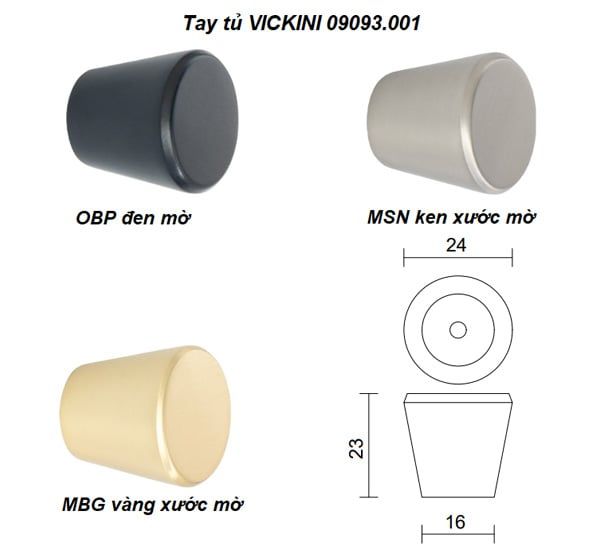 Tay tủ VICKINI 09093.001 MBG vàng xước mờ