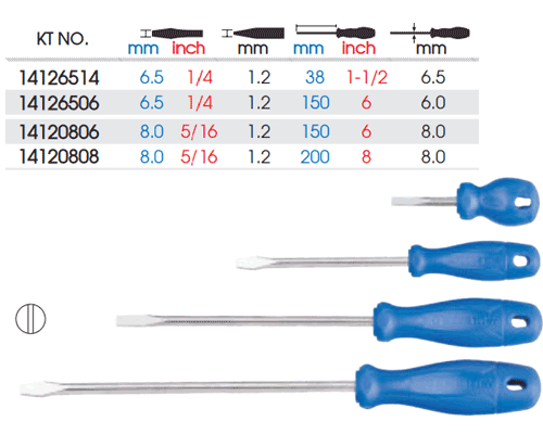  Tua vít đầu dẹp Kingtony 14126506 (6.5x1.2x150mm) 