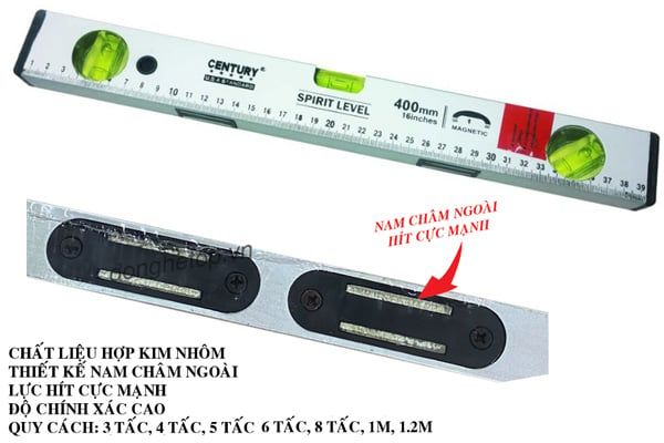  Thước thủy xám có từ 3 tấc CENTURY 151208-12 