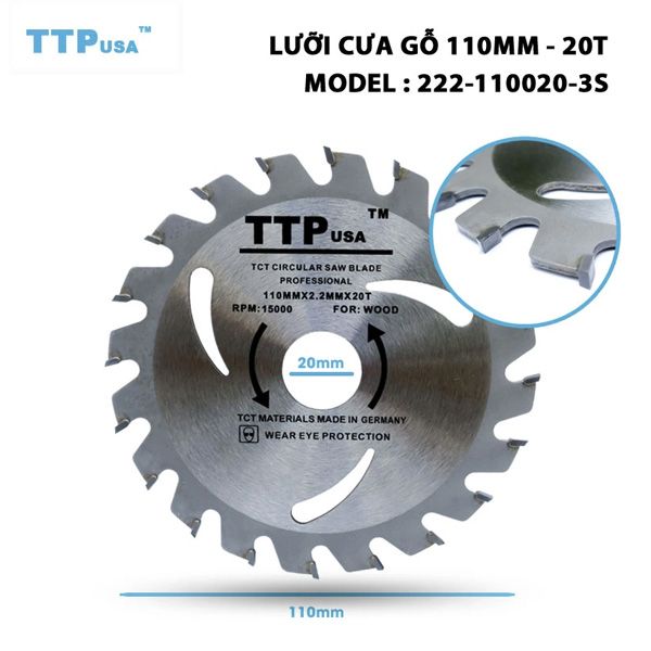  Lưỡi cưa gỗ 110mm TTPusa 222-110020-3S 