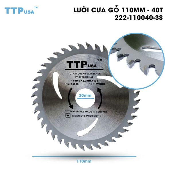  Lưỡi cưa gỗ 110mm TTPusa 222-110040-3S 