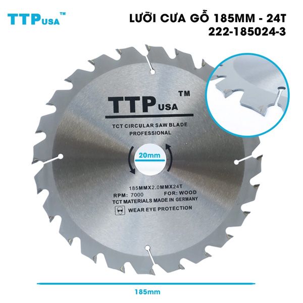  Lưỡi cưa gỗ 185mm TTPusa 222-185024-3 